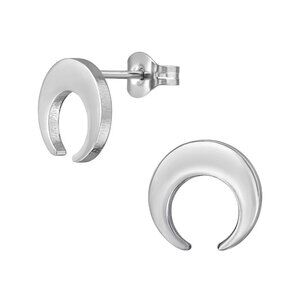 Stainless Steel Crescent Moon Ear Studs | 10mm